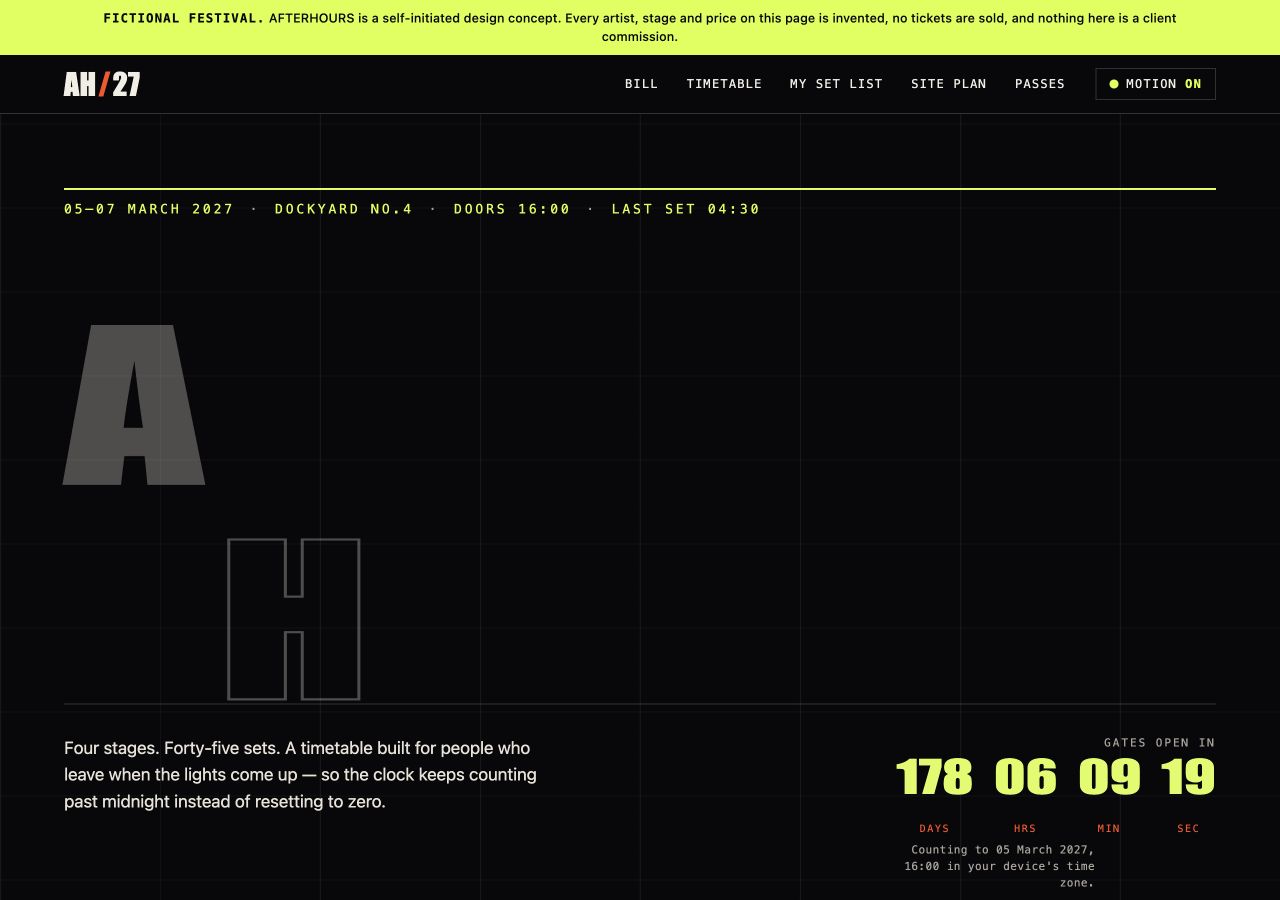 AFTERHOURS website preview